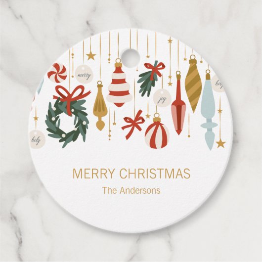 Étiquettes Cadeau Ornements de Noël Joyeux Noël (Devant)