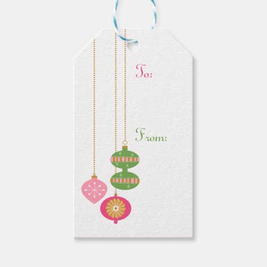 Étiquettes-cadeau Ornements De Style Rétro - Rose (Devant)