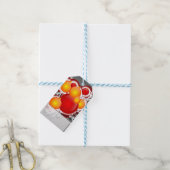 Étiquettes-cadeau Ornements oranges et argentés rouges lumineux de (Avec de laficelle)