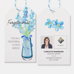 Étiquettes-cadeau Oubliez-moi pas Fleurs Immobilier Logo Photo