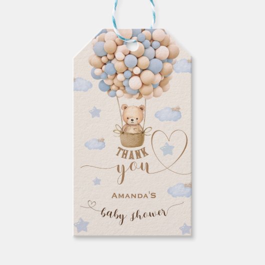 Étiquettes-cadeau Ours Bearly Wait Garçon Douche Merci (Devant)