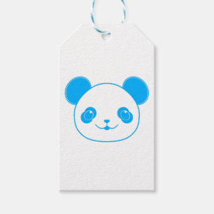 Étiquettes-cadeau Ours bleu Kawaii Panda