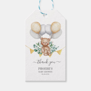 Étiquettes-cadeau Ours d'attente précoce du Baby shower Eucalyptus