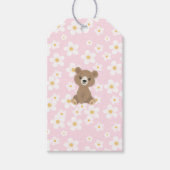 Étiquettes-cadeau Ours de Bébé rose Fleur marguerite (Devant)