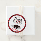 Étiquettes Cadeau Ours de bison rond Plaid bison bûcheron bûcheron A (En situation)