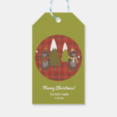 Étiquettes-cadeau Ours d'hiver Blanc Noël Rouge Buffle Plaid (Dos)