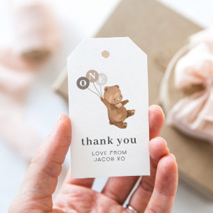 Étiquettes-cadeau Ours en peluche 3 ballons Brown - Merci