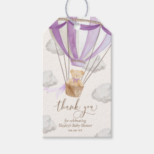 Étiquettes-cadeau Ours en peluche à peine attendre lilas Merci Cadea