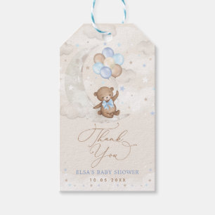 Étiquettes-cadeau Ours en peluche avec des ballons Brown bleus sur l