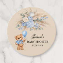 Ours en peluche des Pampas bleus Roses Baby Shower
