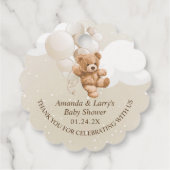 Étiquettes Cadeau Ours en peluche neutre avec ballons (Dos)