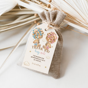 Étiquettes-cadeau Ours en peluche rose bleu boho révélation du sexe 
