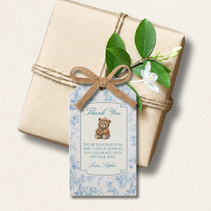 Étiquettes-cadeau Ours en peluche vintage rayures bleues Toile flora