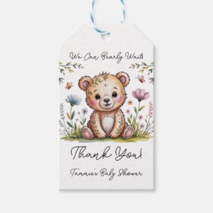 Étiquettes-cadeau Ours Floral Nous Pouvons Attendre Le Merci