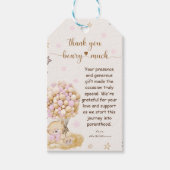 Étiquettes-cadeau Ours Merci rose rustique (Devant)