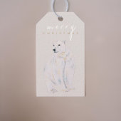 Étiquettes-cadeau Ours polaire aquarelle Joyeux Noël moderne