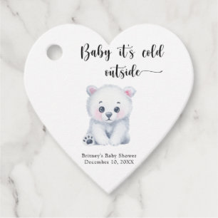 Étiquettes Cadeau Ours polaire d'hiver - bébé il fait froid dehors