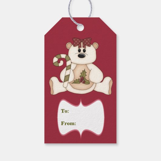 Étiquettes-cadeau Ours polaire Polkadot Noël réversible (Dos)