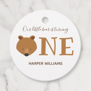 Étiquettes Cadeau Ours Turner un animal mignon premier anniversaire