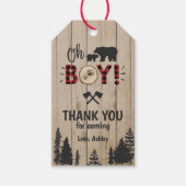 Étiquettes-cadeau Ours Woodland Lumberjack Plaid Boy Baby shower (Devant)