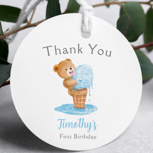 Étiquettes Cadeau Ourson en glace pour premier anniversaire garçon