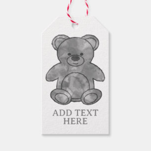 Étiquettes-cadeau Ourson Mignon Bébé En Noir et Blanc Texte Personna
