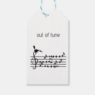 Étiquettes-cadeau Out of Tune, toucan rejoignant les oiseaux chanteu