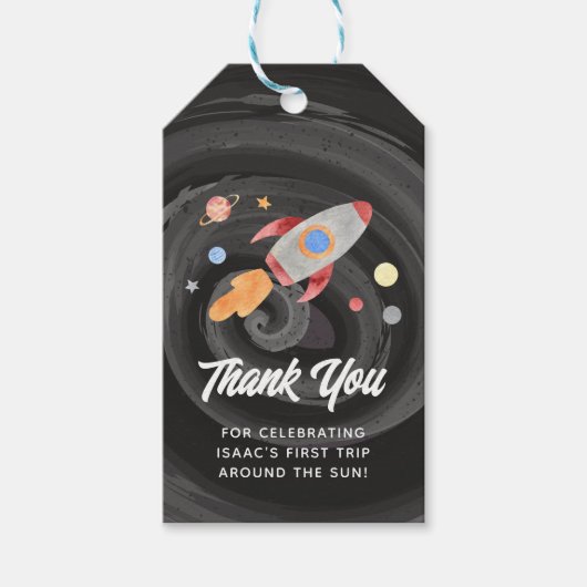 Étiquettes-cadeau Outer Space Rocket Boy's Birthday Party Favor (Devant)