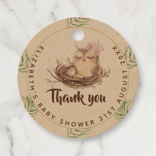 Étiquettes Cadeau Owl Baby Merci Cadeau Tags Faveurs Garçon Girl