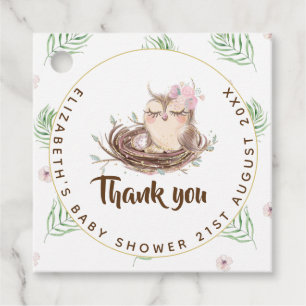 Étiquettes Cadeau Owl Baby Merci Cadeau Tags Faveurs Garçon Girl