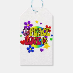 ÉTIQUETTES-CADEAU PAACE LOVE TIE DYE HIPPIE SYMBOLE CADEAUX BALISES