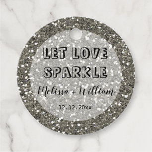 Étiquettes Cadeau Pailleté Argent Brillant Faites Briller L'Amour