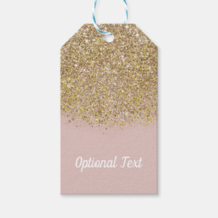 Étiquettes-cadeau Pailleté rose et or Moderne Tendance Glam Chic Fêt