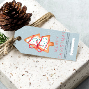 Étiquettes-cadeau Pain de gingembre mignon de Noël neige bleue