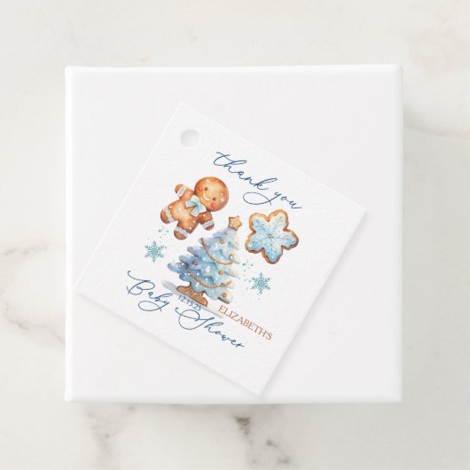 Étiquettes Cadeau Pain d'épice Boy Christmas Tree Baby shower Merci (En situation)