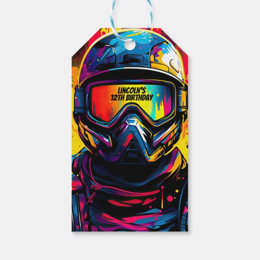 Étiquettes-cadeau Paintball Anniversaire fête personnalisée (Dos)