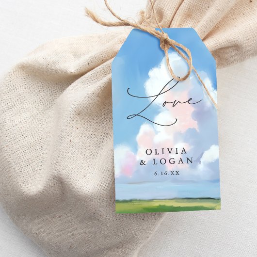 Étiquettes-cadeau Painted Landscape Blue Sky Cloud Wedding Favor
