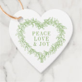 Étiquettes Cadeau Paix, amour joie mistletoe Noël blanc vert (Devant)
