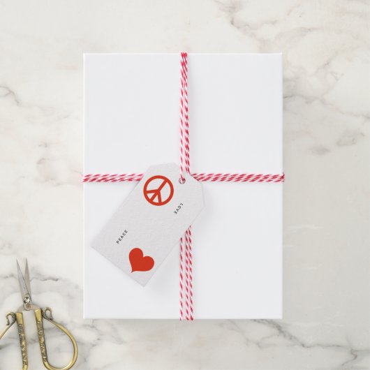 Étiquettes-cadeau Paix moderne Amour Noël (Avec de la ficelle)