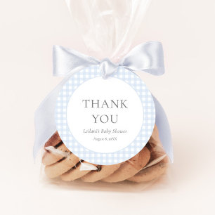 Étiquettes Cadeau Pale Blue En vichy Baby shower du garçon
