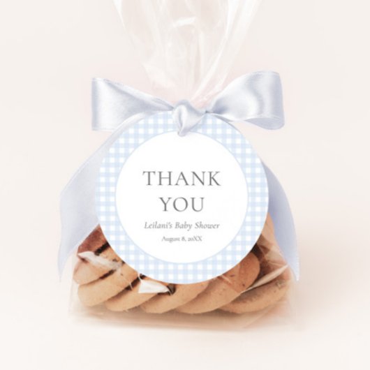 Étiquettes Cadeau Pale Blue En vichy Baby shower du garçon