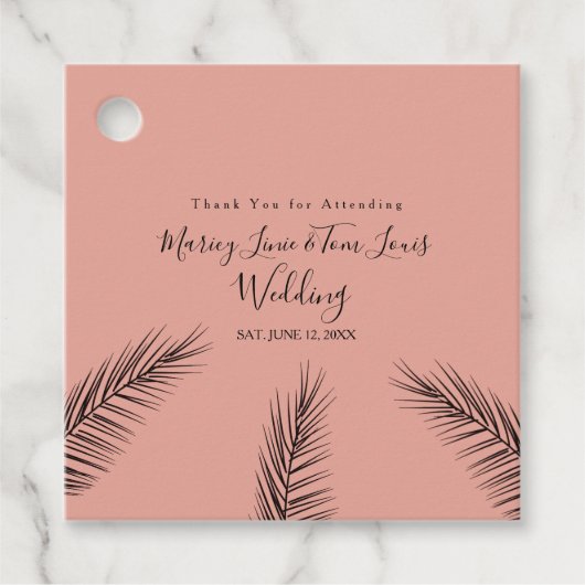 Étiquettes Cadeau Palm Tree Foilage main dessin papier Kraft (Devant)