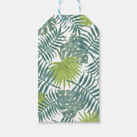 Étiquettes-cadeau Palm Tree Fronds Peinture hawaïenne (Devant)