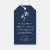 Étiquettes-cadeau Palm Tree Marine Blue Tropical Mariage Bienvenue (Devant)