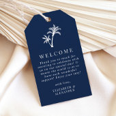 Étiquettes-cadeau Palm Tree Marine Blue Tropical Mariage Bienvenue