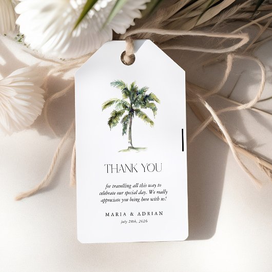 Étiquettes-cadeau Palm Tree minimal Plage tropicale Faveur de mariag
