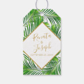 Étiquettes-cadeau Palm vert Tropical Beach Island Mariage Faveur (Dos)