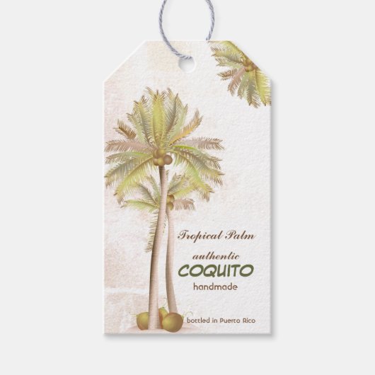 Étiquettes-cadeau Palme tropicale Coquito Coconut (Devant)