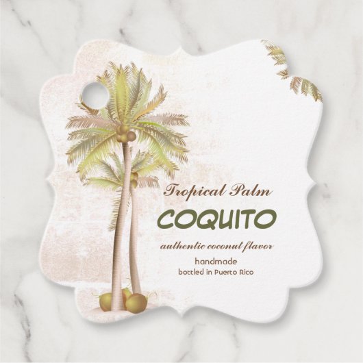 Étiquettes Cadeau Palme tropicale Coquito Coconut (Devant)