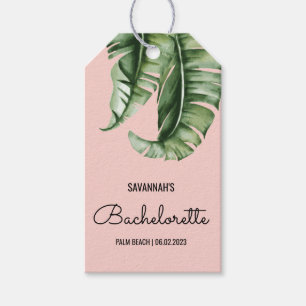 Étiquettes-cadeau Palme tropicale et Bachelorette rose Favoriser les